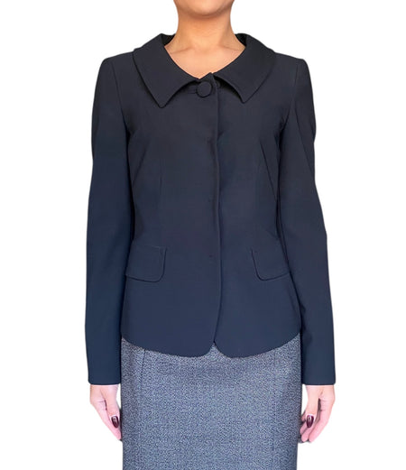 Prada Black Round Collar Fitted Jacket - 40 / US 4-6