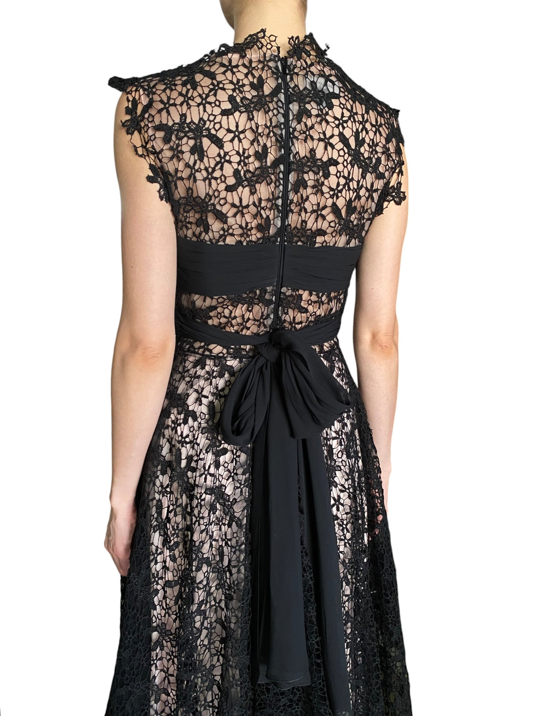 Giambattista Valli Black & Pink Lace Overlay Sleeveless Gown - IT 42 / US 6