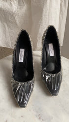 Jimmy Choo x Off-White Anne Black Satin Clear Vinyl Wrap Pumps - 42