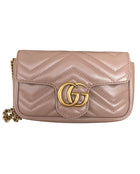 Gucci Taupe Super Mini Matelasse Marmont Crossbody Chain Bag