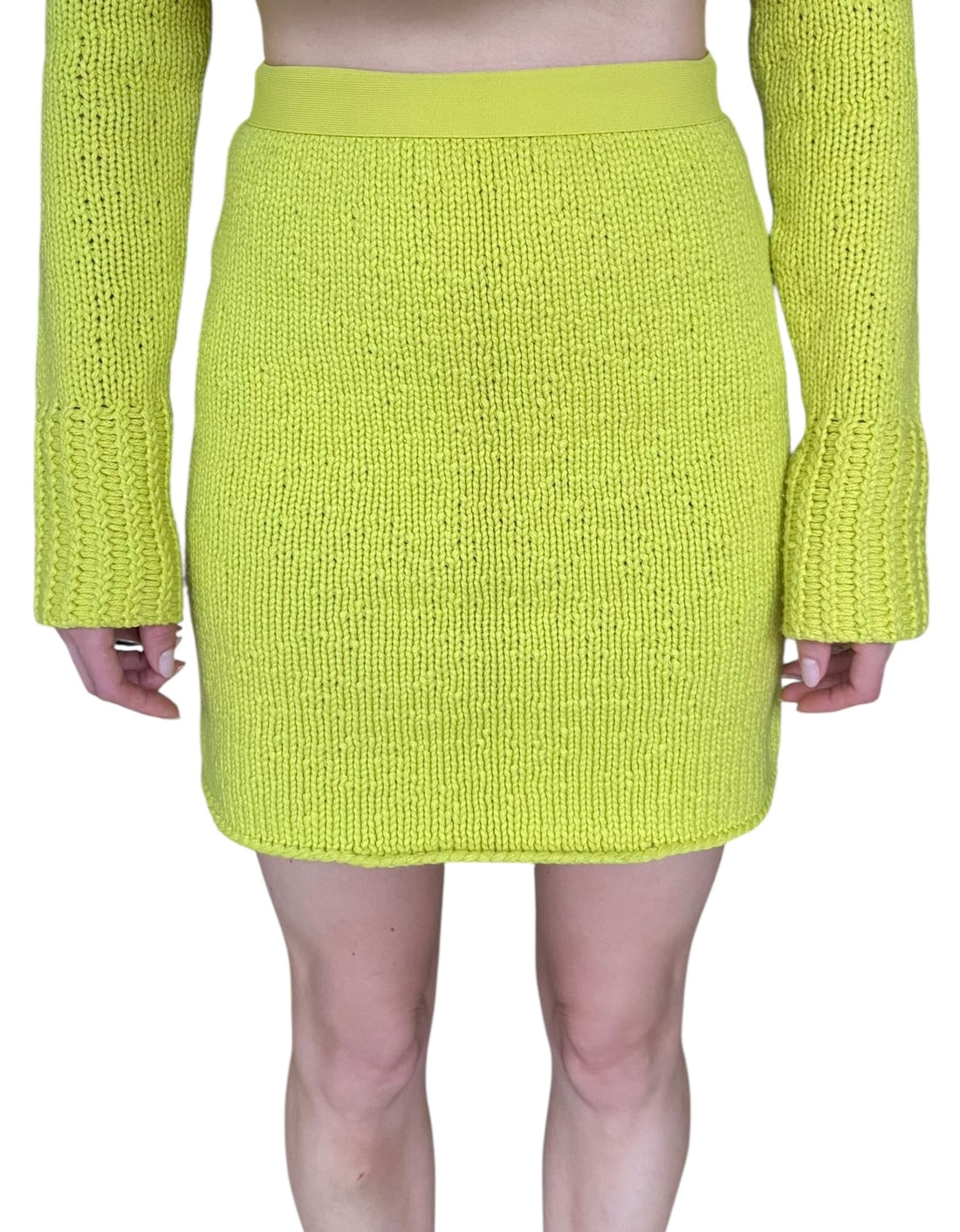 Bottega Veneta Chartreuse Wool & Cashmere Knit Pencil Skirt - XS / US 0-2