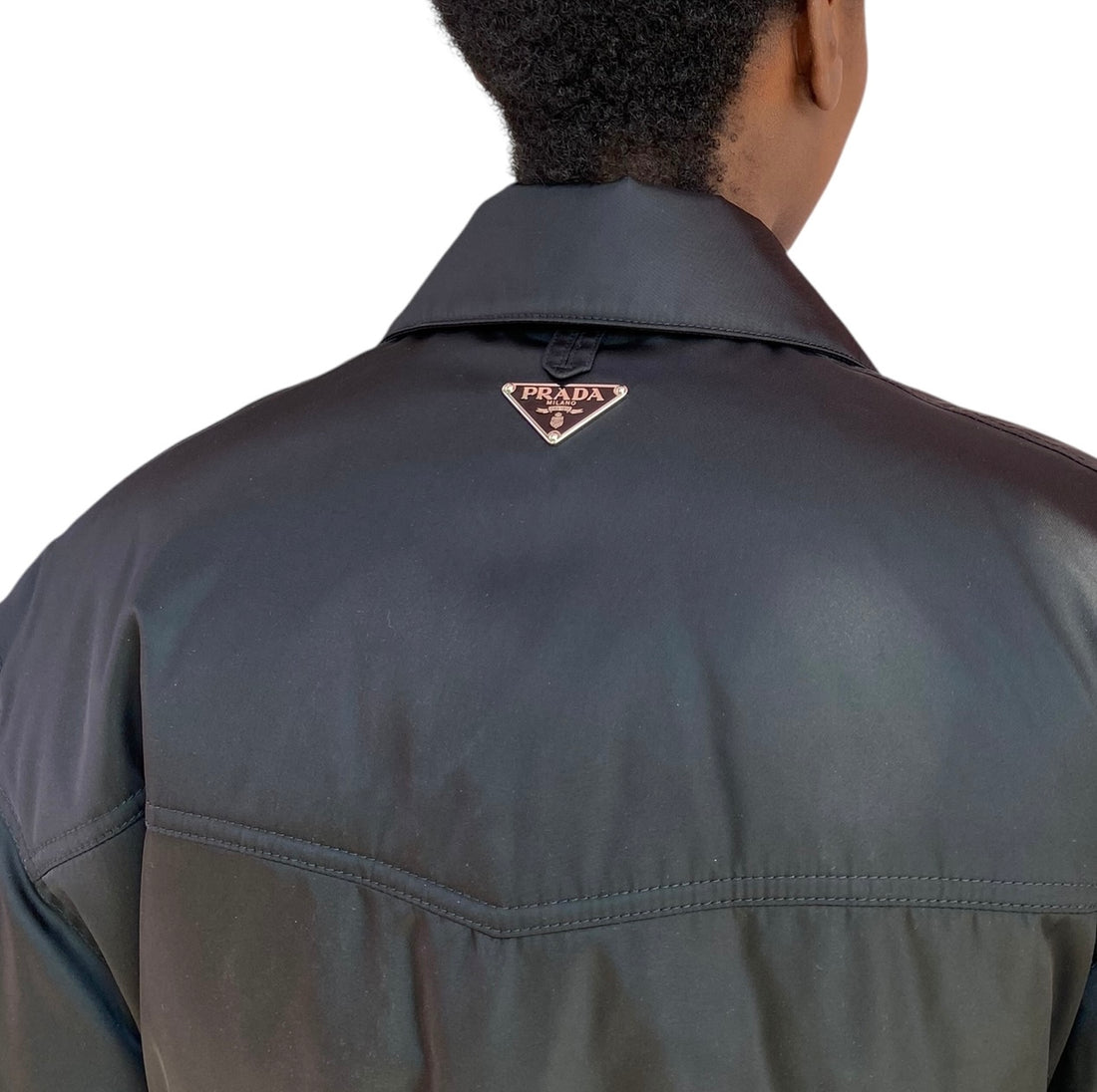 Prada Black Re-Nylon Button Down Padded Jacket - 38