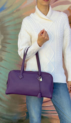 Hermes Clemence Leather Victoria Elan 38 Ultraviolet Bag PHW