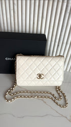 Chanel 23C White Quilted Leather Trendy Wallet on Chain Crossbody Bag