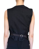 Sacai Charcoal Asymmetrical Pinstripe Patchwork Vest - JP 2 / US 4-6