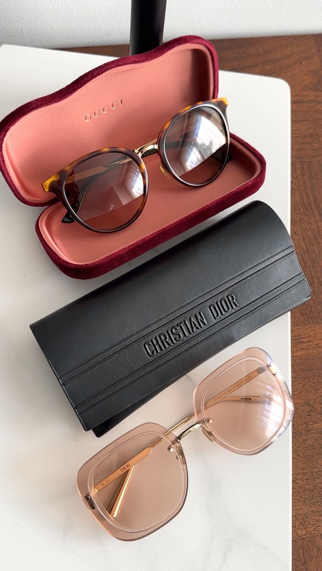 Christian Dior Pink Clear Lens Frameless Square Sunglasses