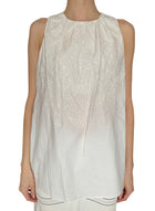 Brunello Cuccinelli White Sequin Embellished Sleeveless Top - US 4