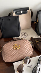 Gucci Marmont Matelasse Taupe Leather Camera Bag