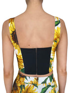 Dolce & Gabbana Yellow Sunflower Printed 2-Piece Bustier Shorts Set - 42 / US 4