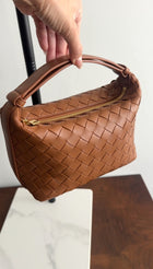 Bottega Veneta Caramel Brown Intrecciato Leather Mini Wallace Bag