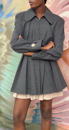 Jacquemus Grey Pleated La Vests Plisse Coat Dress -38