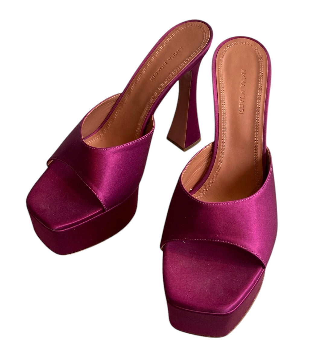 Amina Muaddi Pink Satin Mules - 40