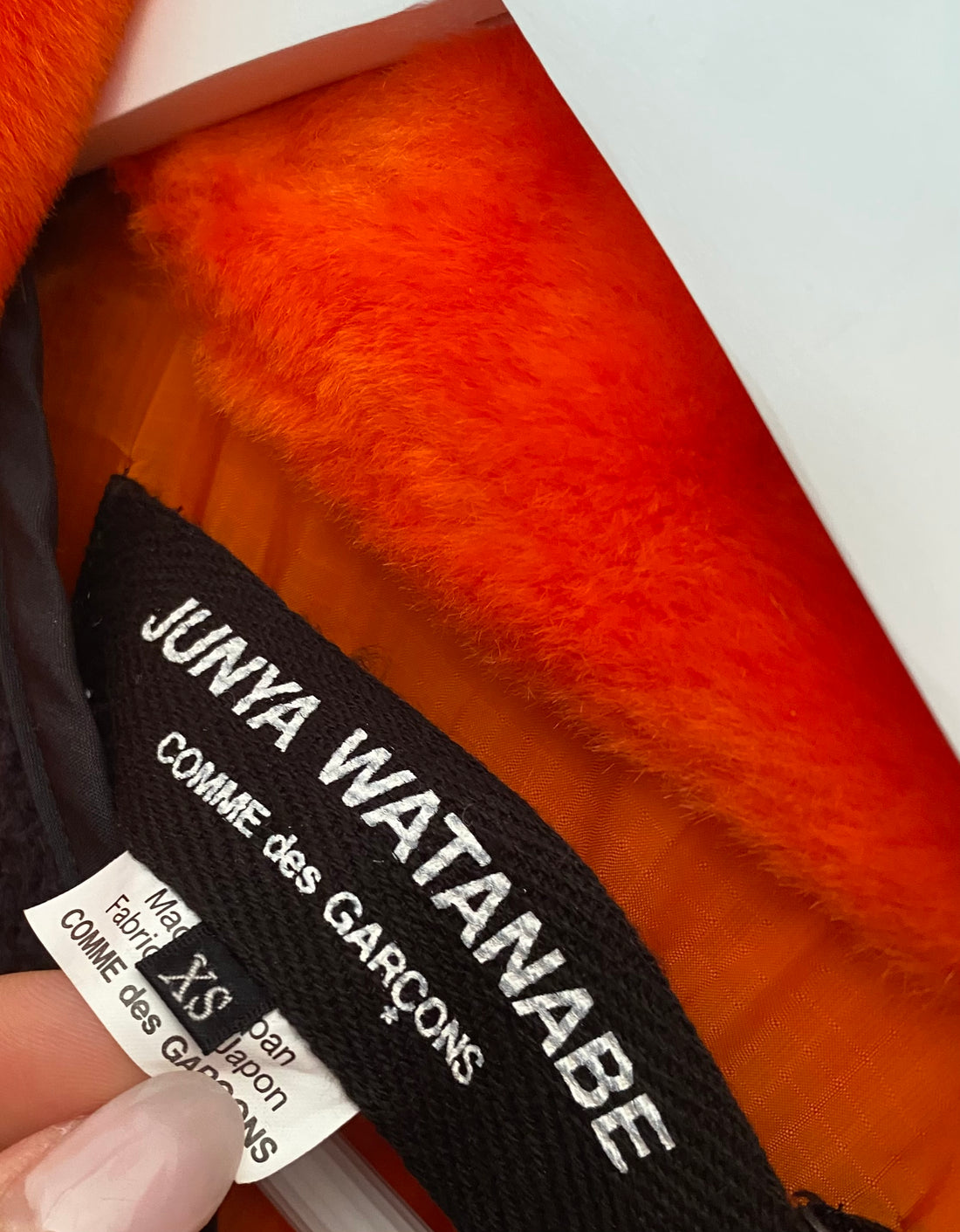 Junya Watanabe Camo & Orange Fleece Panelled Canvas Coat