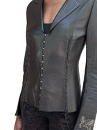Roberto Cavalli 2003 Black Leather Corset Jacket - L / US 6-8