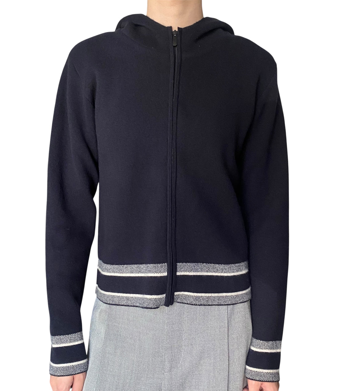 Christian Dior Navy Cashmere Logo Hoodie - US 4