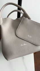 Loro Piana Small Bale Bag Grained Dust Stone Leather