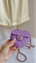 Chanel Purple Mini Quilted Lambskin CC in Love Heart Chain Clutch Bag Mini