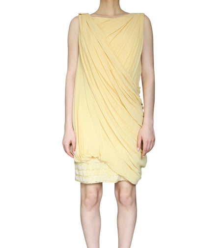 Elie Saab Yellow Draped Sequin Mini Dress - 40 / US 6