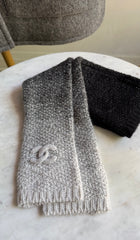 Chanel Grey Black Cashmere Blend Fingerless CC Ombre Gloves