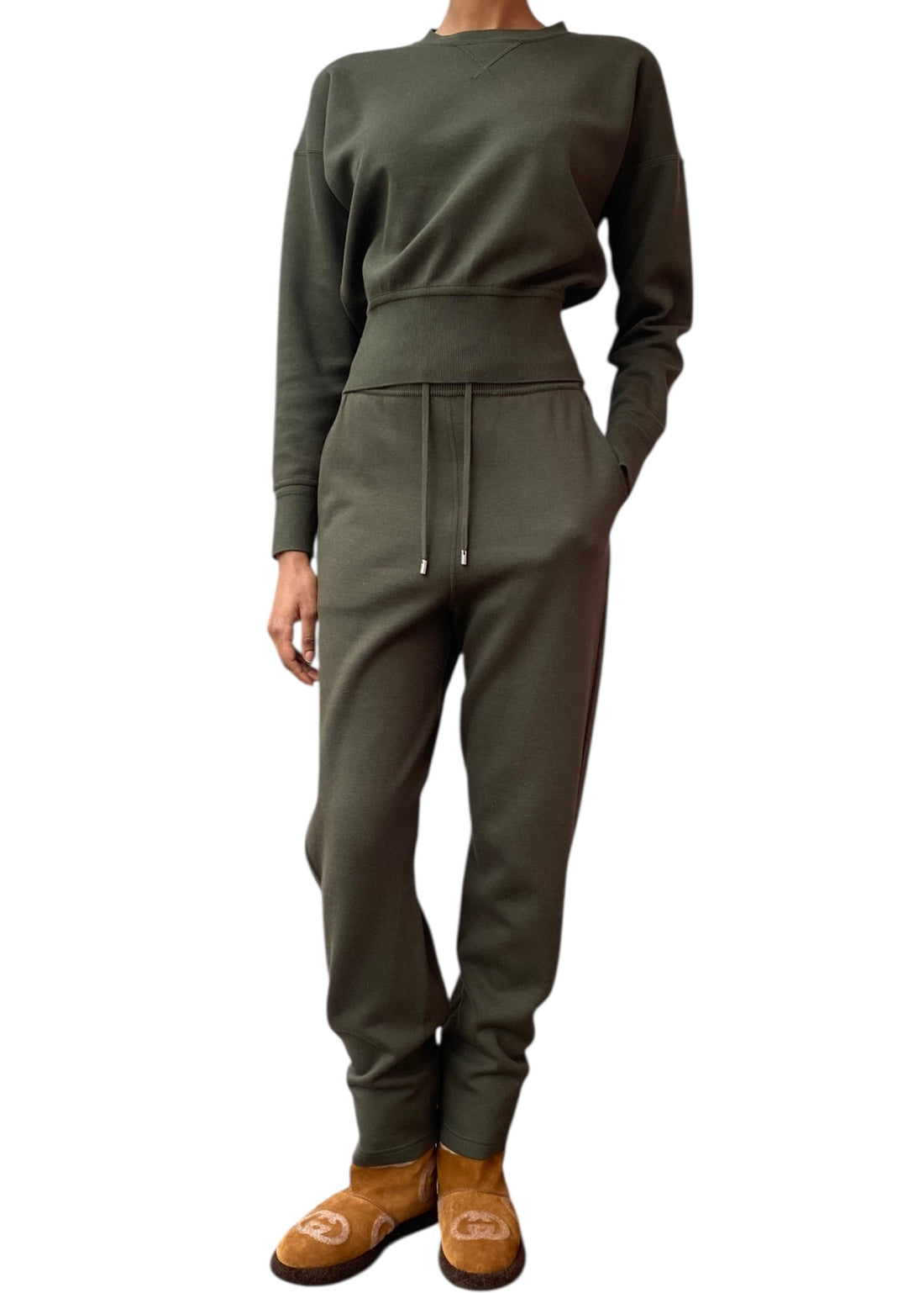 Loro Piana Olive Green Two-Piece Track Suit Set - S
