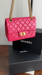 Chanel Hot Cherry Pink Aged Leather Mini 2.55 Reissue Flap Bag