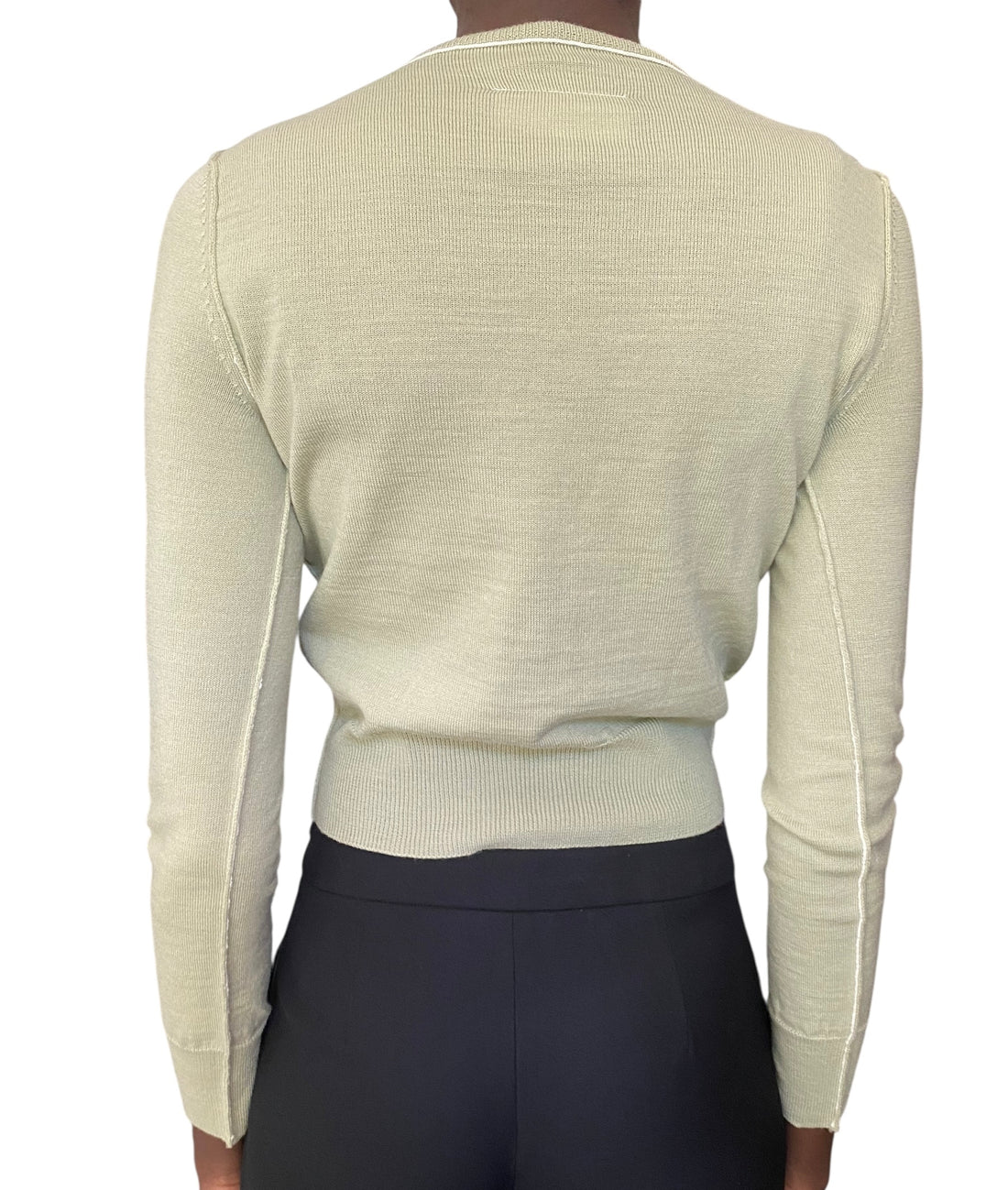 Maison Margiela MM6 Sage Green Reverse Wool Cardigan - M