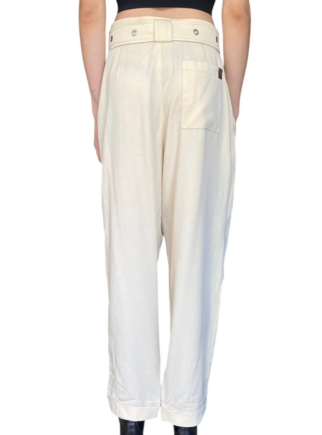 Louis Vuitton Ivory Logo Belted Trousers - 40