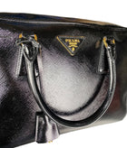Prada Black Saffiano Vernice Bauletto Crossbody Bag