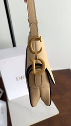 Christian Dior 2019 Light Beige Grained Leather Mini Saddle Bag