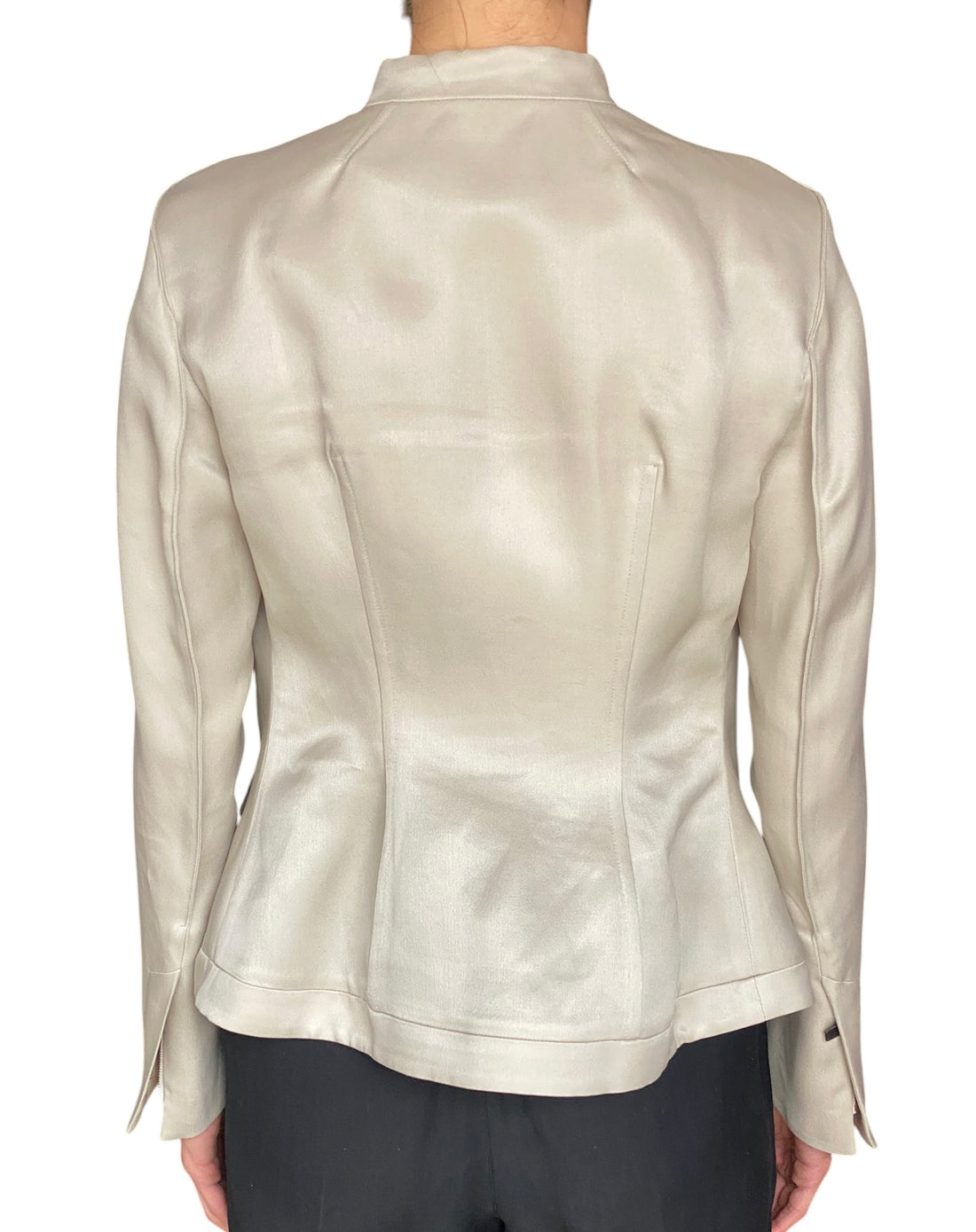 Giorgio Armani Ecru Silk Notched Jacket - IT 42 / US 8