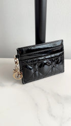 Christian Dior Black Patent Cannage Card Holder