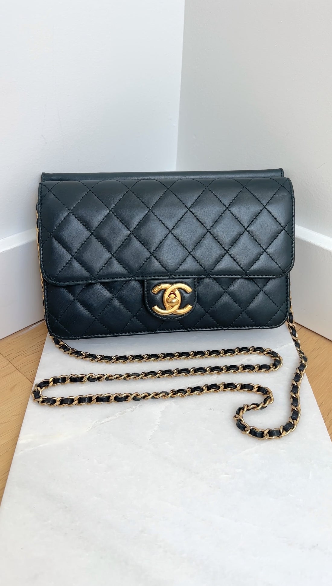 Chanel Midnight Navy Quilted Leather Small Crossing Times Flap Bag