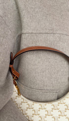 Celine Brown White Ava Medium Triomphe Coated Canvas Shoulder Bag
