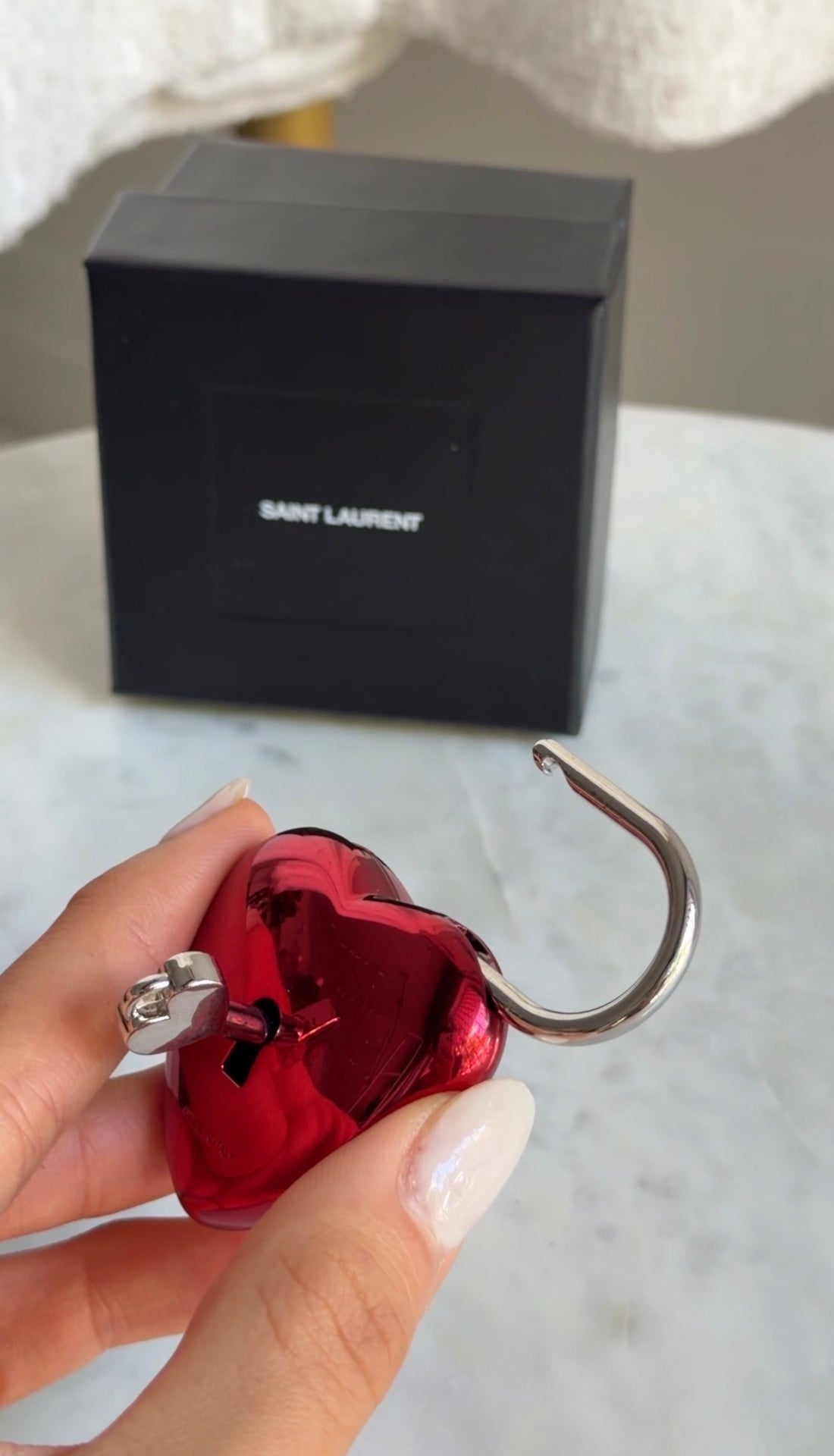 Saint Laurent Heart Padlock and Key Charm