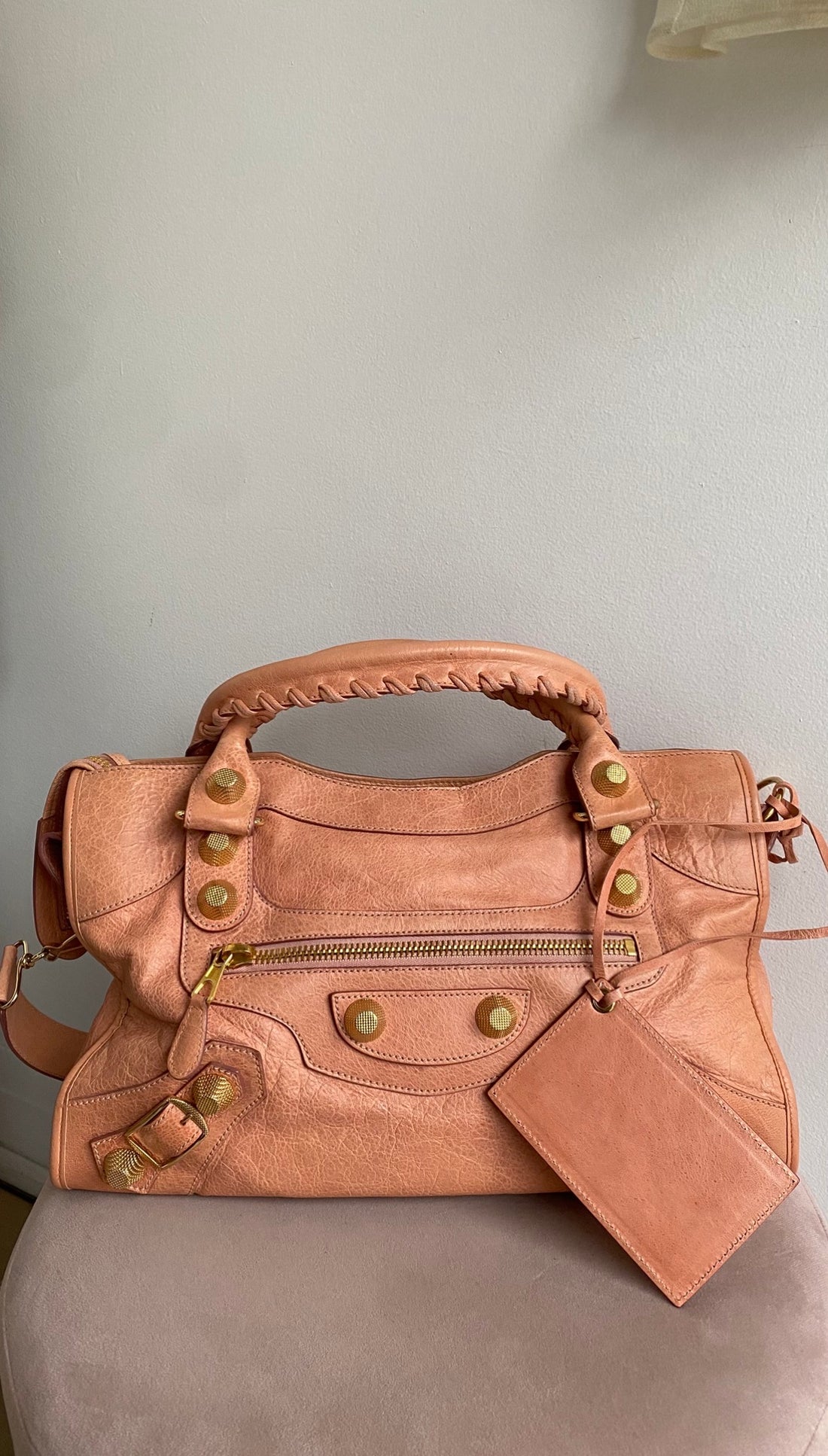Balenciaga Giant 21 Stud Salmon Pink Leather City Bag  GHW