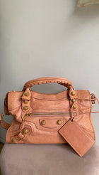 Balenciaga Giant 21 Stud Salmon Pink Leather City Bag  GHW