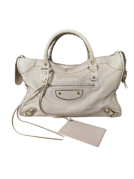 Balenciaga Beige Edge Motocross City Bag