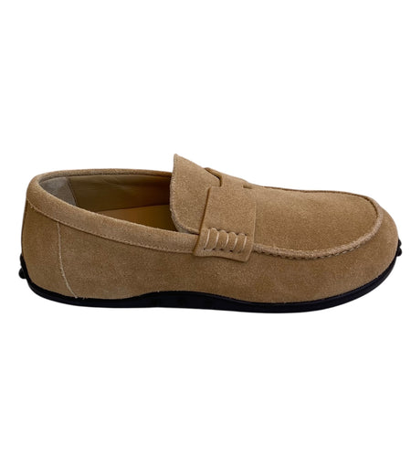 Hermes Beige Albatre Suede Leather Lazy Loafer - 37