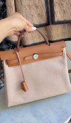 Hermes Naturel Sable  Herbag Zip 31 Naturel Sable Ecru Viking Cross Toile Canvas Bag 31