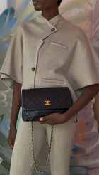 Chanel Black Quilted Lambskin Single Flap Chain Bag