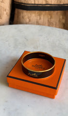 Hermes Black Gold Caleche Gold Enamel Bangle Bracelet PM