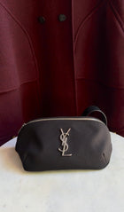 Saint Laurent Black Nylon Cassandre YSL Logo Belt Bag