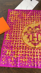 Hermes Mosaique Au 24 Silk Twil 90cm Scarf Magenta / Yellow