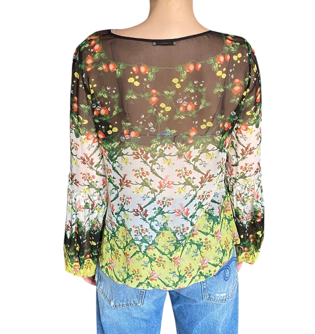 Erdem Sheer Floral Silk Top - US 8