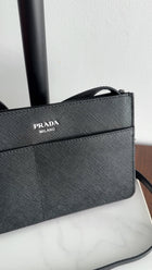 Prada Black Saffiano Leather Phone Pouch