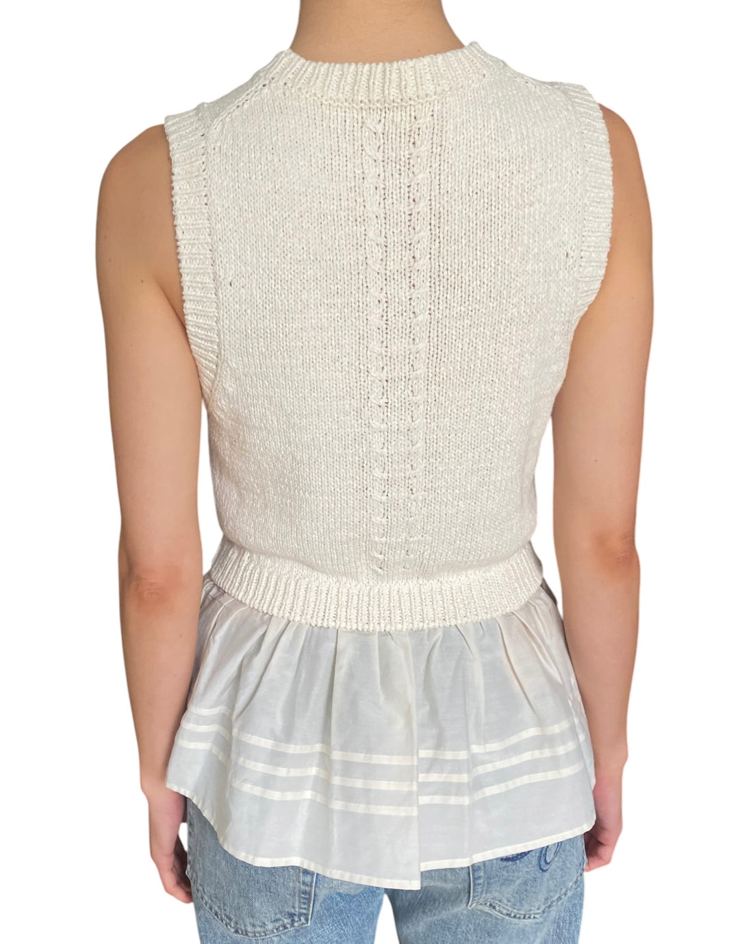Ulla Johnson Ivory "Edda" Knit Peplum Sleeveless Top - M