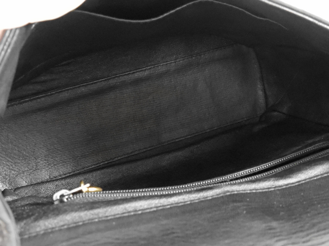 Chanel Black Vintage 1991 Quilted CC Turn Lock Flap Shoulder Bag