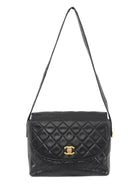 Chanel Black Vintage 1991 Quilted CC Turn Lock Flap Shoulder Bag