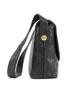 Chanel Black Vintage 1991 Quilted CC Turn Lock Flap Shoulder Bag