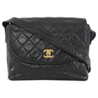 Chanel Black Vintage 1991 Quilted CC Turn Lock Flap Shoulder Bag